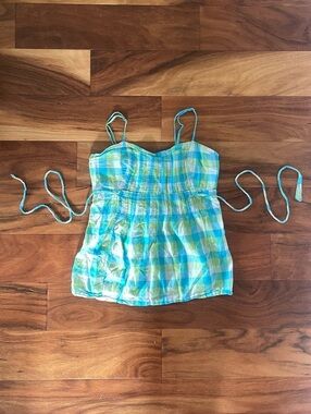 Vintage Bluenotes Plaid Babydoll Top